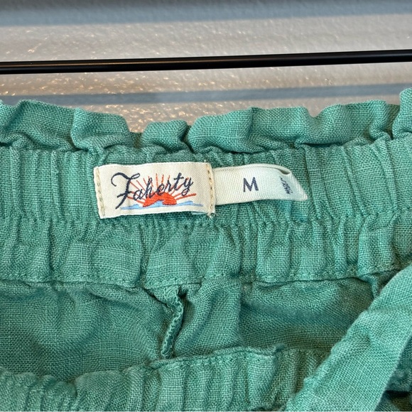Faherty Medium Laguna Linen Tie Waist Pull On Shorts Green - Picture 5 of 6